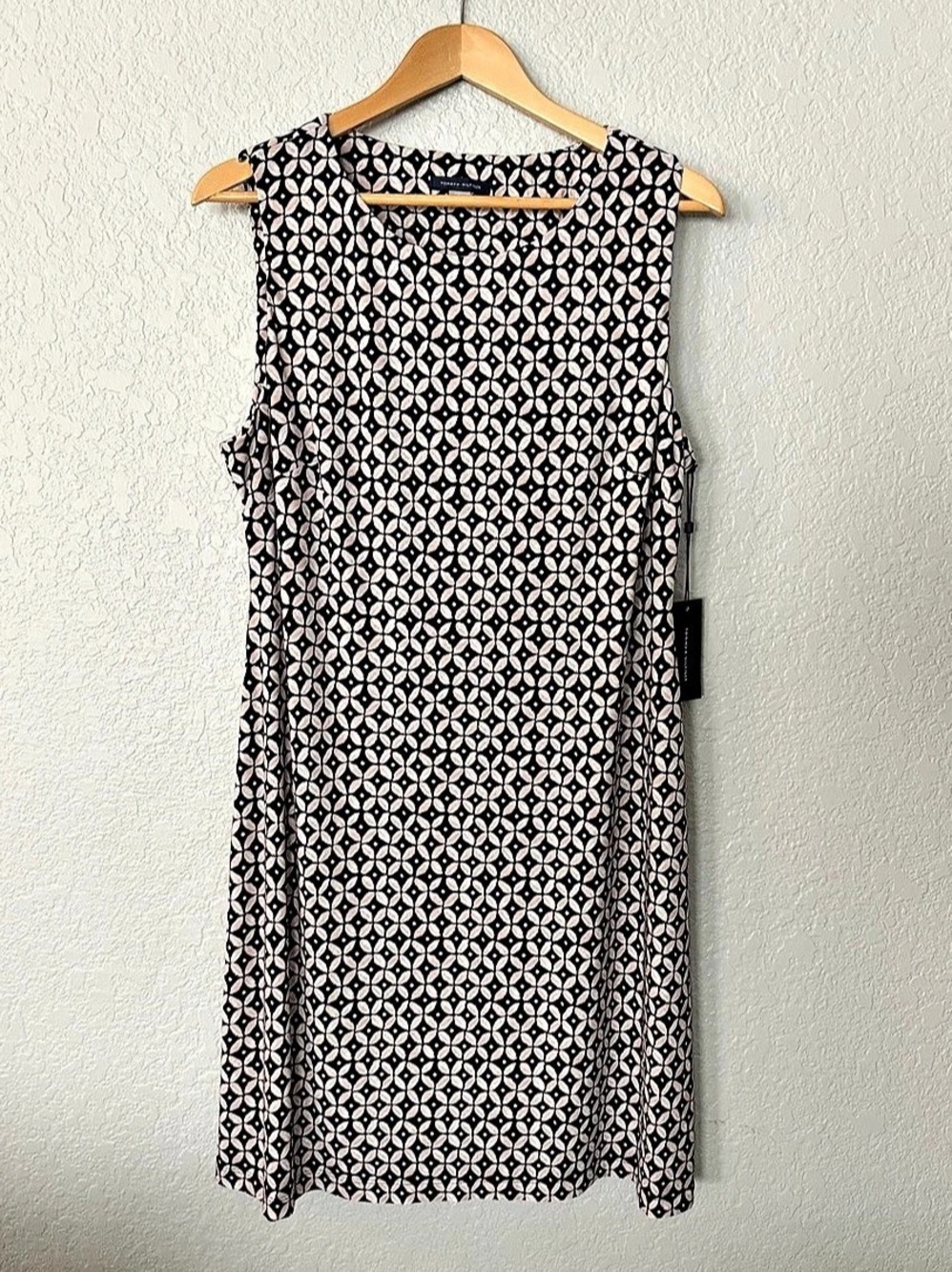 Tommy Hilfiger Geometric Pencil Dress Black & Pink Size 14 NWT
